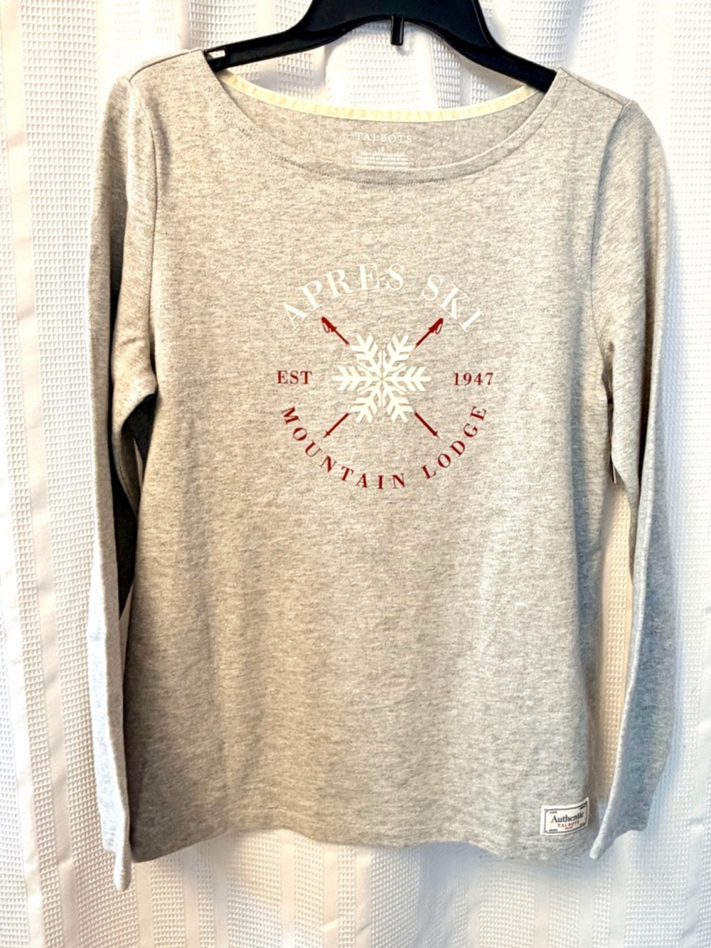Talbots Après Ski Graphic 100% Cotton‎ Long Sleeve Tee. Women’s Small.